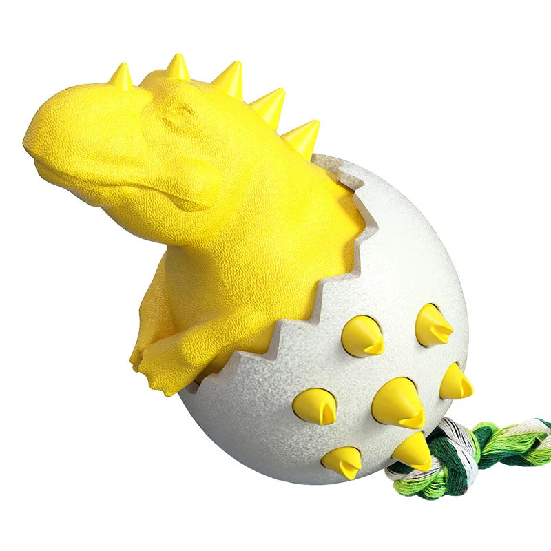 Dog Chew Toys Dinosaur Egg Shaped Bulldog Molar Toothbrush Stick Toy Anxiety Relief Interactive with Rope Pet Intelligence Toys