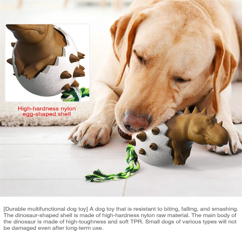 Dog Chew Toys Dinosaur Egg Shaped Bulldog Molar Toothbrush Stick Toy Anxiety Relief Interactive with Rope Pet Intelligence Toys
