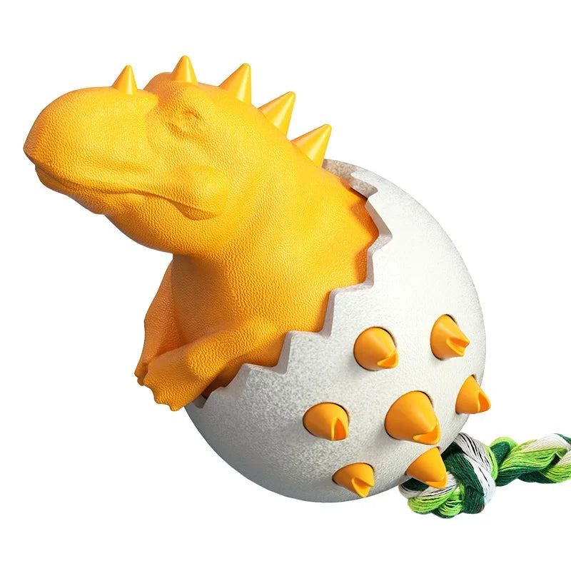 Dog Chew Toys Dinosaur Egg Shaped Bulldog Molar Toothbrush Stick Toy Anxiety Relief Interactive with Rope Pet Intelligence Toys