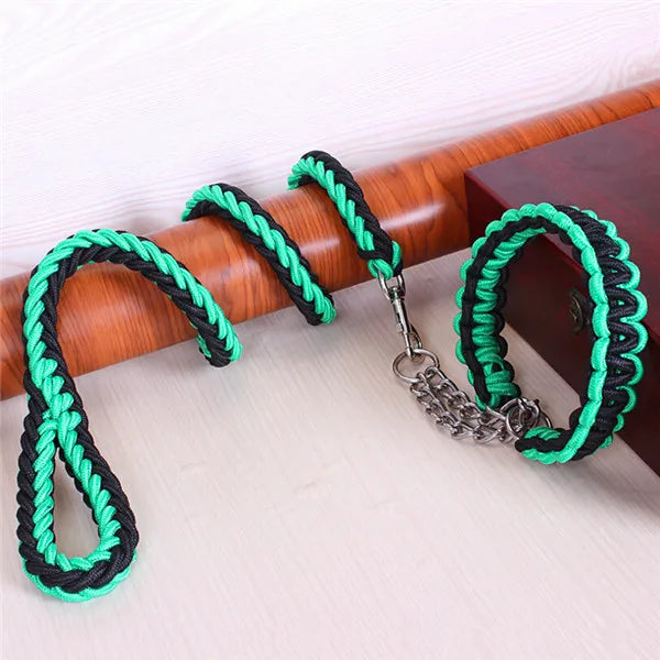 Double Strand Rope National Color Mix Large Dog Leashes Adjust Collar Metal Buckle Pet 1.2m Length Traction Rope Suit Big Dogs