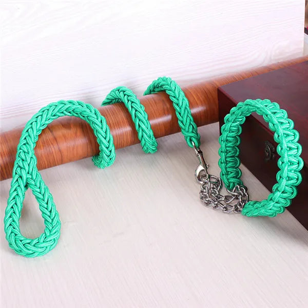 Double Strand Rope National Color Mix Large Dog Leashes Adjust Collar Metal Buckle Pet 1.2m Length Traction Rope Suit Big Dogs