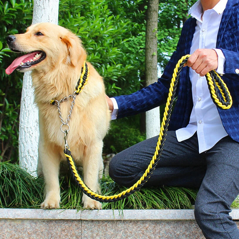 Double Strand Rope National Color Mix Large Dog Leashes Adjust Collar Metal Buckle Pet 1.2m Length Traction Rope Suit Big Dogs