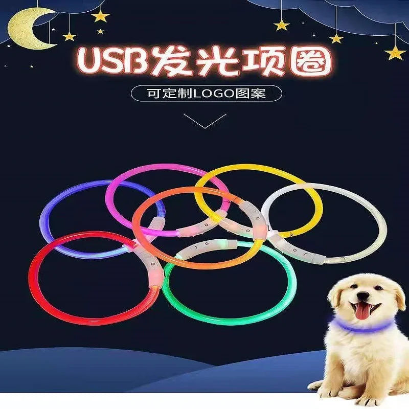 LED Dog Collar Light Up Collars USB Rechargeable TPU Glow Safety Basic for Large Medium Small