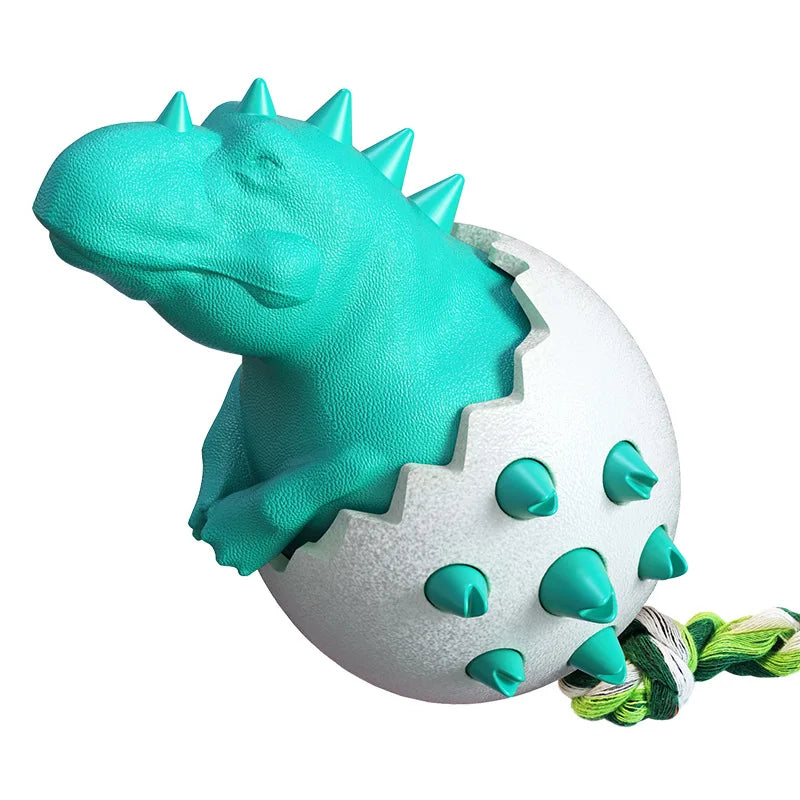 Dog Chew Toys Dinosaur Egg Shaped Bulldog Molar Toothbrush Stick Toy Anxiety Relief Interactive with Rope Pet  Intelligence Toys