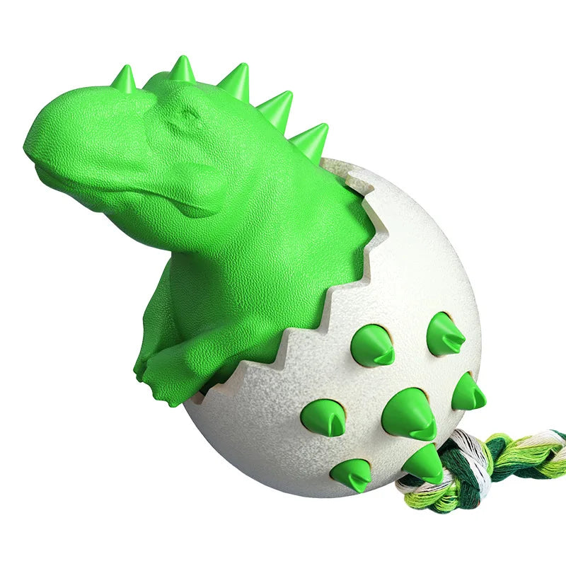 Dog Chew Toys Dinosaur Egg Shaped Bulldog Molar Toothbrush Stick Toy Anxiety Relief Interactive with Rope Pet  Intelligence Toys