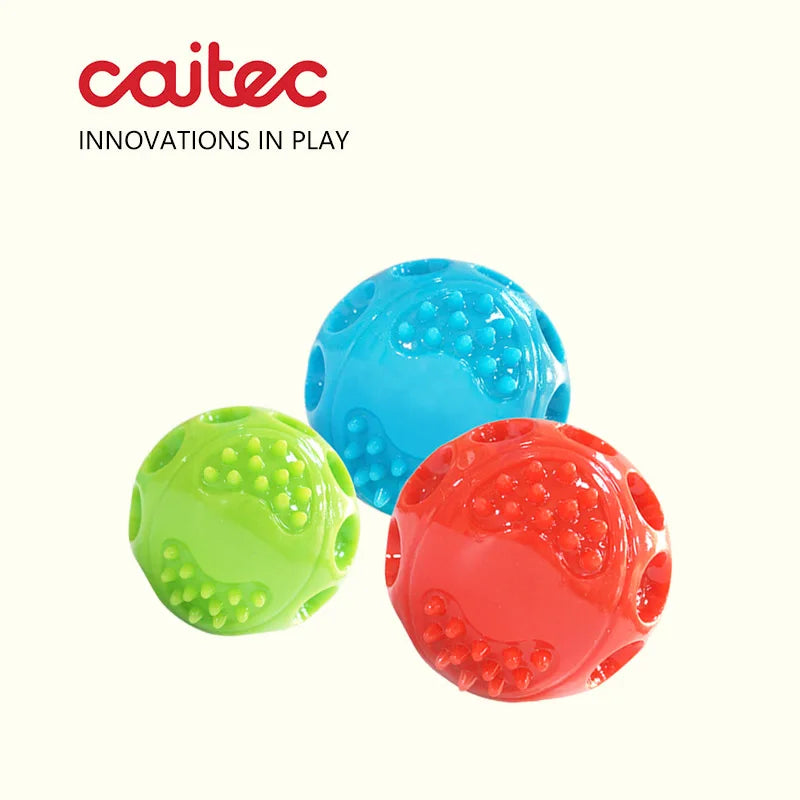 Caitec Dog Toys Squeaking Bouncing Ball Durable Floatable Springy Pet Toys Squeaky Ball Bite Resistant